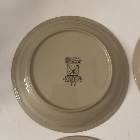 Strawberries Stoneware Japan 4 Plates Sears 4112 Replacement 7.5" VTG 70s - Picture 13 of 14